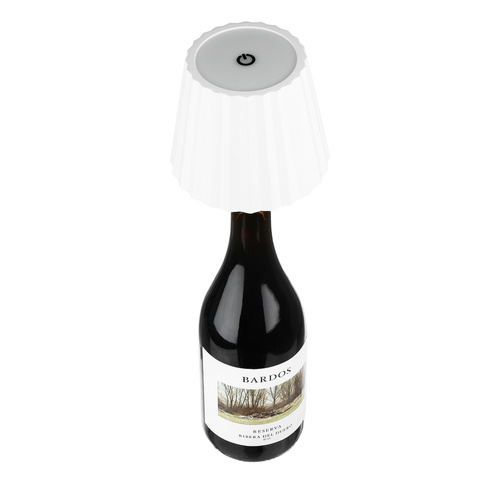 LED-Tischlampe mit eingebautem Akku | Tischlampe zum Aufstecken auf eine Flasche | HJA47-WEISS