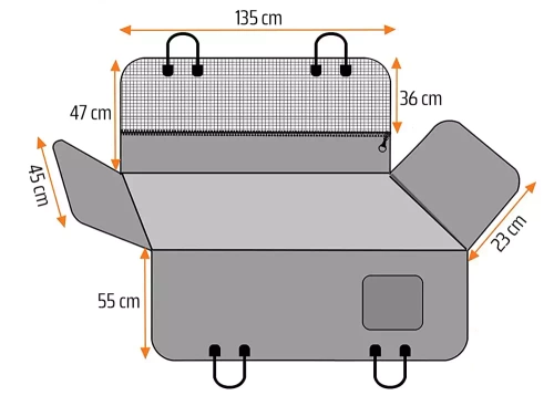 Autoschondecke für den Transport von Tieren, Rücksitzbezug mit Tasche und abnehmbarem Mesh-Netz | Wasserdicht | DM-015