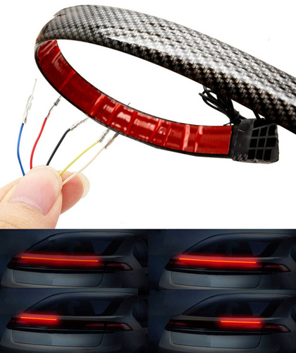 Drittes Bremslicht unter dem Spoiler, am Heck des Autos | LED | Länge 120 cm | Carbonimitat, selbstklebendes Klebeband