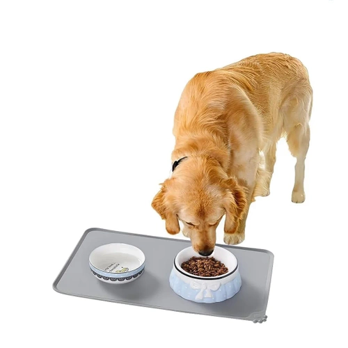 XL | Wasserdichte Unterlage für Haustierschalen | Große Silikonunterlage für Hunde und Katzen | MLG-5538
