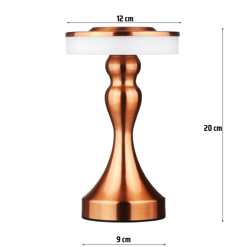 LED-Tischleuchte mit integriertem Akku | 3 Lichtfarben, Stimmungsleuchte für Hotel, Restaurant | HJA14-A-COPPER