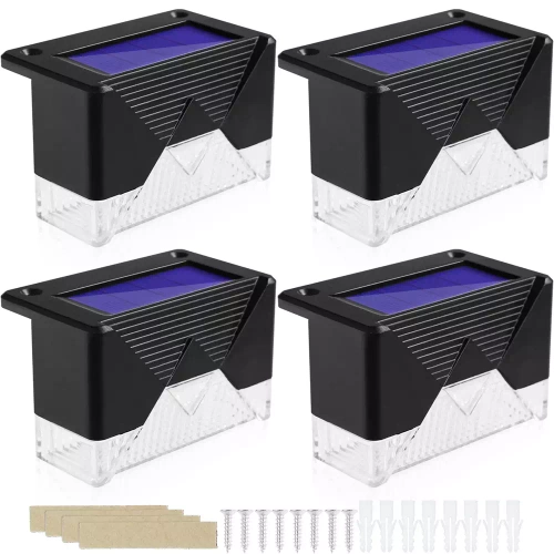 LED-Gartenleuchte Set | 4 Stück, solarbetrieben, zur Montage an Treppen, Zaun oder Geländer | BS-113