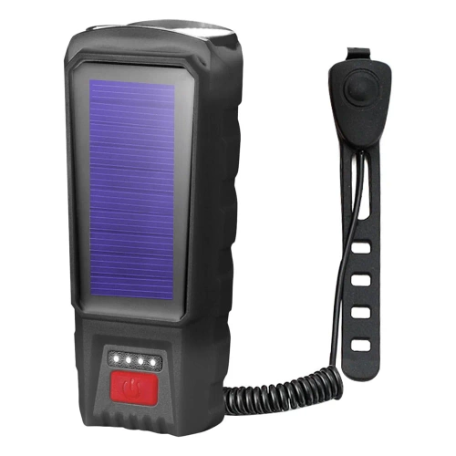 LED-Fahrradbeleuchtung mit Solarladung und Hupe 130 dB | 400 lm | wasserdicht | QX-LY-17-2
