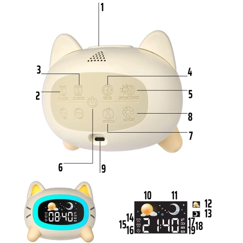 Wecker mit LED-Licht | Uhr mit Farbwechsel-Funktion | SG-5-W