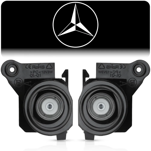 LED-Logo-Projektor für Außenspiegelmontage | Hologramm passend für Mercedes GLS, GLE, G | Begrüßungslogo | ML-BM3