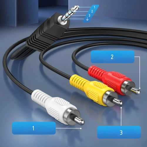 Audio-Video-Kabel Miniklinke 3,5 mm TRRS | 3× Cinch 1,5 m – AV-Kabel für TV, Beamer, Heimkino | AV-C1.5M-B