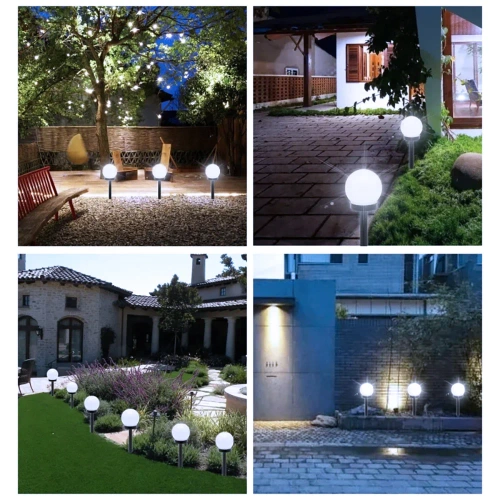 Solar-Gartenlampe Weiße Kugel | Erdspieß, Bodenmontage | 10cm | YNG-105-WC