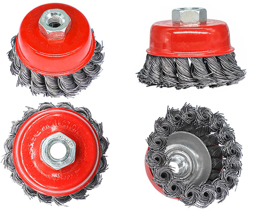 Frontbürste aus Stahldraht | Ø 75 mm | M14 Gewinde | gezopfter Draht | M14-75MM-A