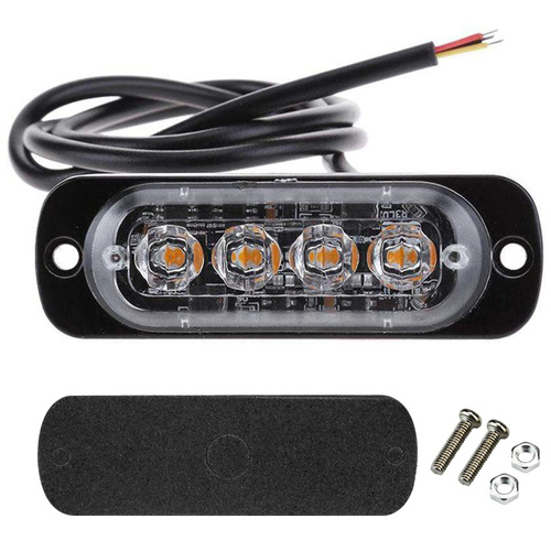 LED-Warnleuchte | 4 LEDs | orange | 18 Leuchtmodi | LED-04T-Y