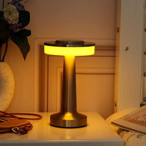 Kabellose Tischlampe | Touch-Nachtlicht mit einstellbarer Lichtfarbe | USB-Lampe | HJA14-SCHWARZ
