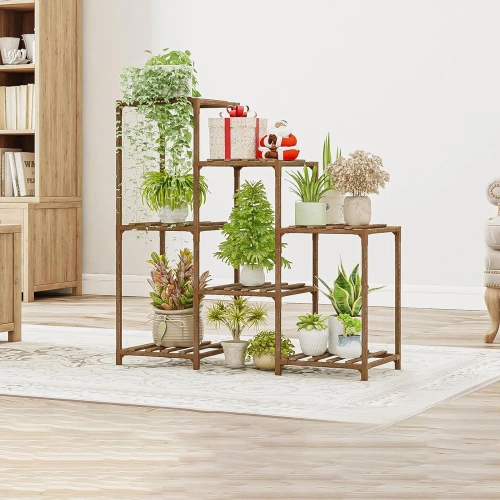Holzblumenständer für Blumentöpfe | Pflanzenständer | Blumenregal | NZ251-BAMBOO