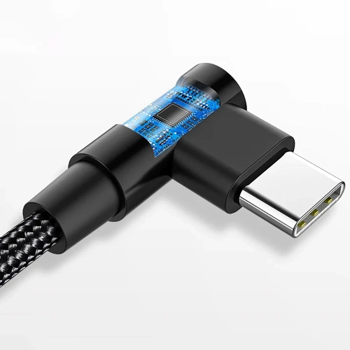 GSM-Kabel | USB-C Winkelkabel | 90° Steckerkabel | Schnellladung POWER DELIVERY | Datenübertragungskabel | PD-F60W-1M-B