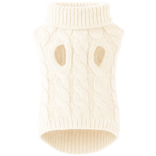 Hundepullover, Katzenpullover | Größe M | rollkragen, warm, weich, elastisch | PET-014M-White