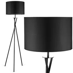 Schwarze Stehlampe | Modernes, stilvolles Licht für Wohnzimmer, Schlafzimmer | Schwarze Stehlampe mit Metallgestell | HM113-BLACK
