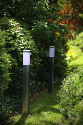 Gartenstandlampe, quadratischer Pfosten für E27-Glühlampe | 230V Stromversorgung, Edelstahl | Inox, 65cm | LLF-65CM