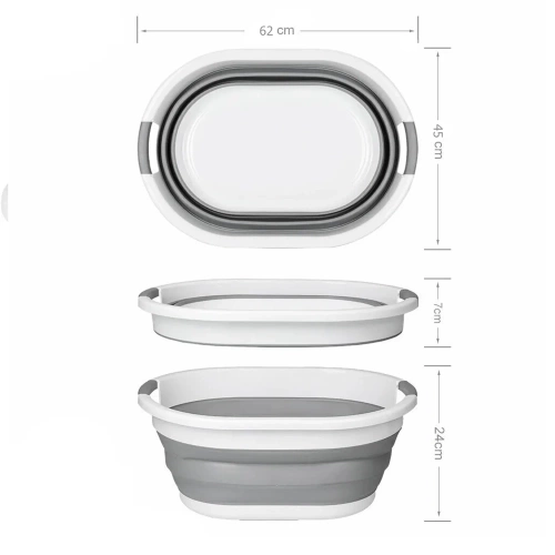 Faltbare Silikonschüssel | 40 l | grau | XJP-40L-GREY