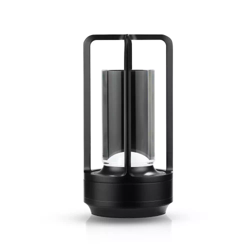 Camping-Tischlampe mit eingebautem 2000mAh Akku und Touchpanel | 3 Lichtfarben, dimmbar | Schwarz | HJA27