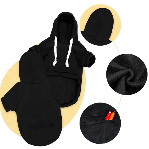 Hunde- und Katzenpullover mit Kapuze | Größe S | schwarz | PET-015S-BK