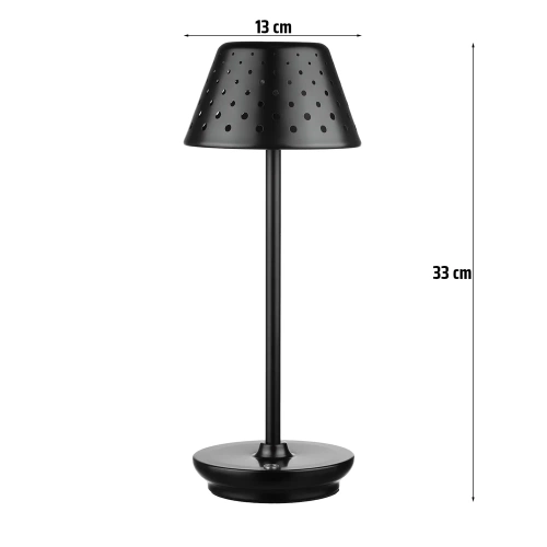 Tischlampe mit eingebautem Akku | Nachtlicht mit drei Leuchtfarben | Stimmungsvolle Lampe für Hotel, Restaurant | HJA15-SCHWARZ