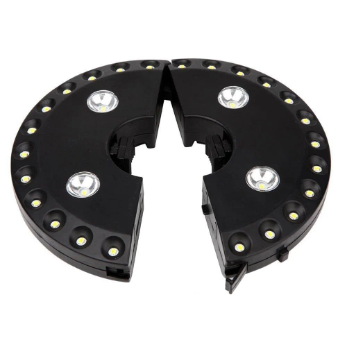 LED-Gartenleuchte für Sonnenschirm | Ø 22–45 mm, 28 LEDs, 3 Leuchtmodi, Batteriebetrieb 4x AA | LY-G003