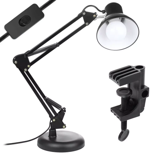 Schreibtischlampe E27 mit zusätzlicher Tischklemme | Schullampe, Zeichenlampe | MT-811+DLC-U12