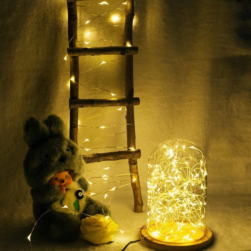 LED-Gartenlichterkette solarbetrieben, steckbar | 100 LEDs, 10 m | warmweiß | FLD-100LED-WW