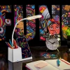 Smarte LED-Schreibtischlampe mit kabellosem Qi-Laden | 3-in-1-Schreibtischlampe mit Organizer und Ladegerät | Moderne Arbeitszimmerlampe mit Organizer | MD-K5-15W
