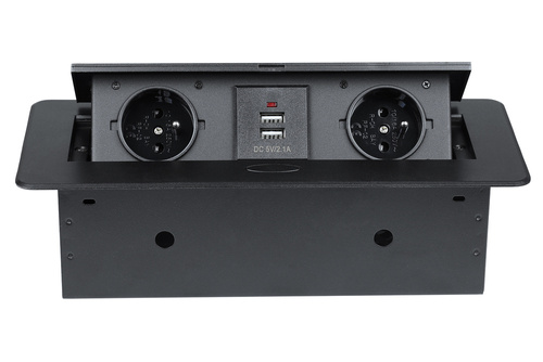 Doppelsteckdose mit Erdung + 2x USB versenkbar in der Arbeitsplatte | JX-S267K