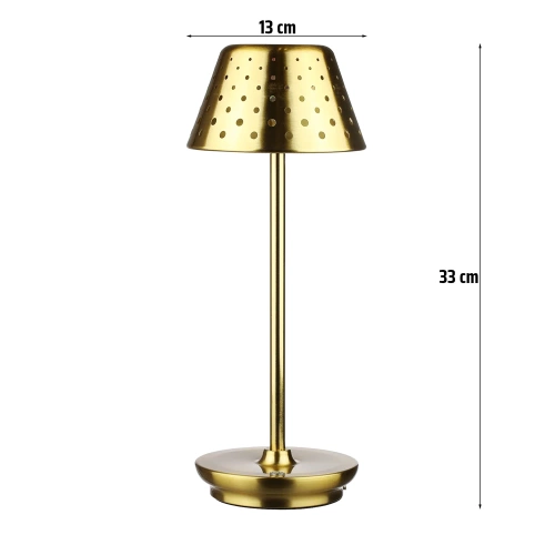 LED-Tischleuchte mit integriertem Akku | Nachttischleuchte mit drei Lichtfarben, stimmungsvolle Beleuchtung für Hotel und Restaurant | gold | HJA15-GOLD