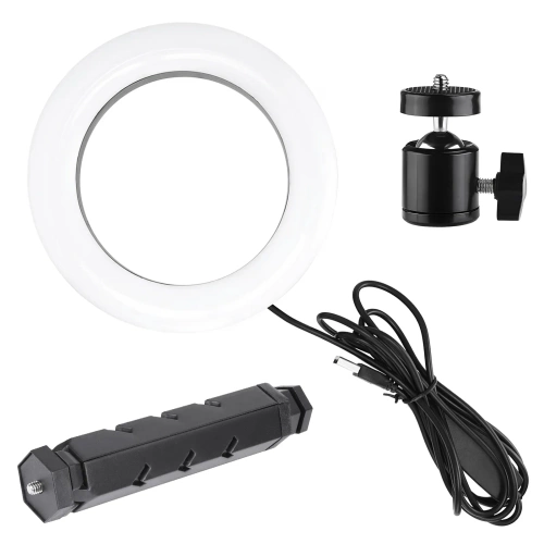 LED-Ringlicht | 16 cm mit Stativ 25 cm | Kompaktset für Make-up, Streaming und Fotografie