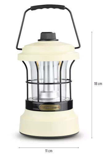 LED Campinglampe im Retro-Stil mit Powerbank-Funktion | Stufenlose Helligkeits- und Farbregelung | 3000mAh, 20-260lm, 5-120h, IPX6 | Weiß | MY-880