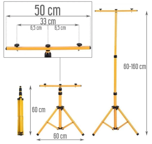 Beleuchtungsset 100W 9500lm | 2x 50W Halogen-Flutlicht mit 1,6m Arbeitsständer