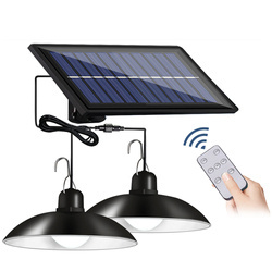 Set von zwei hängenden Solar-LED-Gartenlampen mit Dämmerungssensor IP44 | 2x 30 LED-SMD-Lampen | IR-Fernbedienung | LD-03
