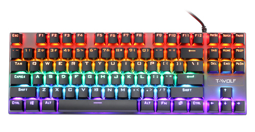 Gaming-Tastatur mit mechanischen Tasten und RGB-LED-Hintergrundbeleuchtung, TKL, blaue Schalter | T18