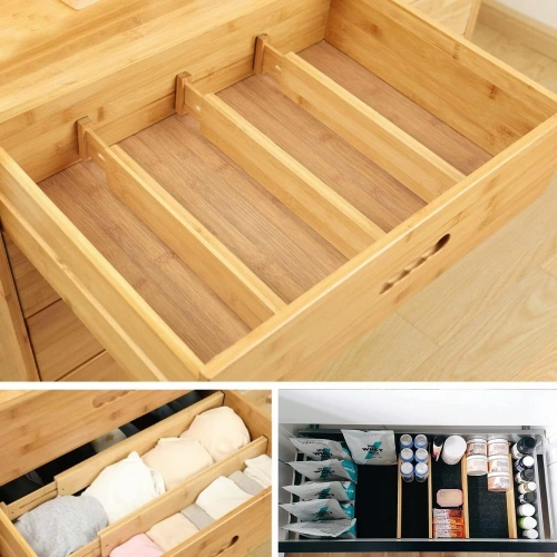 Möbel-Organizer für Schubladen | Bambus, verstellbare Trennwände | KBT-D456