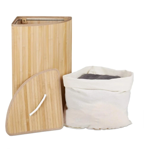 Wäschekorb aus Bambus | 60 l | einteilig, für Bad oder Spielzeugaufbewahrung, eckig | AYL-60L-LIBR