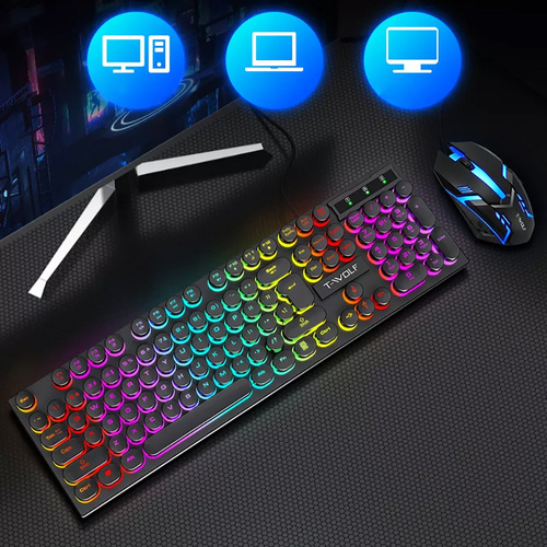 Gaming-Set Tastatur und Maus, RGB-LED-Beleuchtung, USB | TF270