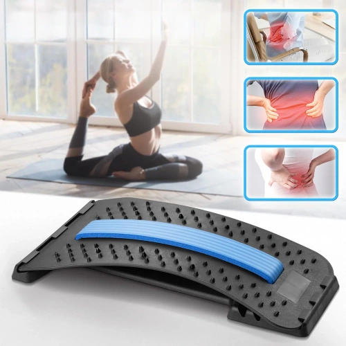 Rückenmassagegerät mit 4 Einstellmöglichkeiten | Kompakter Rückenstrecker mit weichem Wirbelsäulenbereich | SLD-018-BLUE