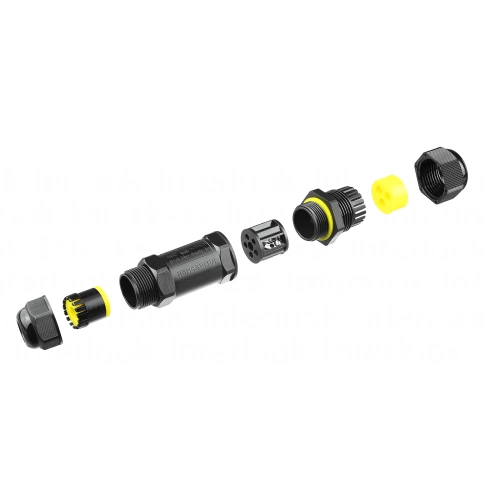 Wasserdichte Kabelmuffe IP68 | Schraubverbinder 5-polig 450 V 32 A für Kabel 4–14 mm / Abgänge 3–7 mm | M685-1in3out