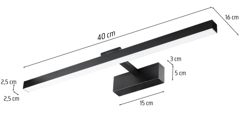 Wandleuchte über dem Spiegel | Badezimmerbeleuchtung | Lampe, Bildleuchte | MIH-40CM