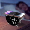 Smarter LED-Wecker mit 15-W-Qi-Ladegerät, Thermometer und 3 Alarmen | USB-Uhr fürs Schlafzimmer | SZ07-15W-BR