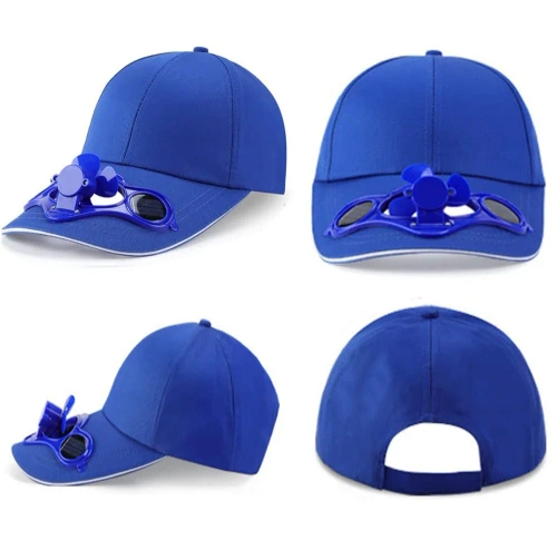 Solarer Hut mit Windrad | Kappe mit eingebautem Ventilator | Kühlkappe | SFH-8934-BLUE