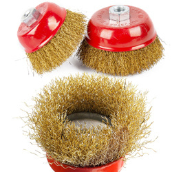 Frontbürste mit Drahtbesatz | Ø 75 mm | M14 Gewinde | messingbeschichteter Draht | M14-75MM-B