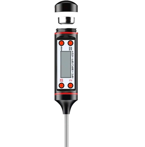 Digitales Küchenthermometer | Thermometer mit Sonde | Gerät zur Überprüfung der Temperatur von Speisen | TP-101-SCHWARZ