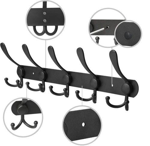 Metall-Wandhaken für Kleidung und Handtücher | Wandmontage | schwarz | DSW-H05-BLACK