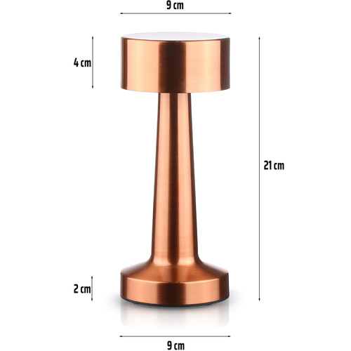 Kabellose Tischleuchte | Touch-Nachtleuchte mit einstellbarer Lichtfarbe | USB-Leuchte | HJA10-COPPER