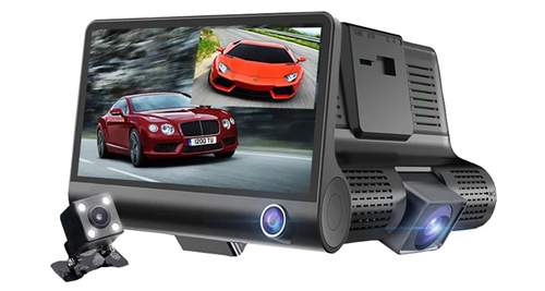 Video-Recorder, Autokamera | 3 Kameras - Vorderseite, Rückseite, Innenraum | FullHD 1296p | Bildschirm 4" | PZ-E9