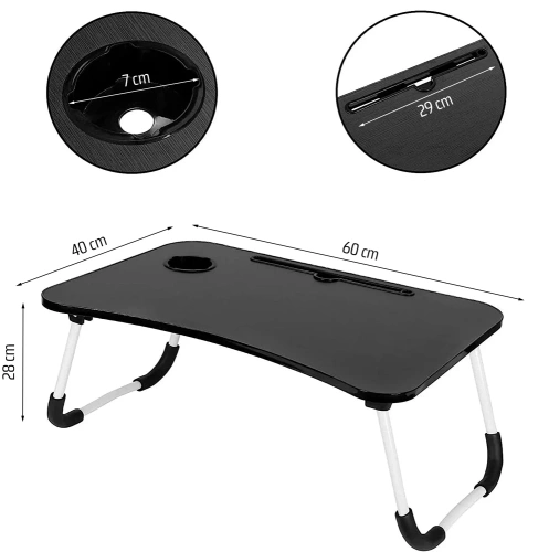 Laptop-Unterlage | Klappbarer Frühstückstisch | Betttablett | LFD-6040-SCHWARZ