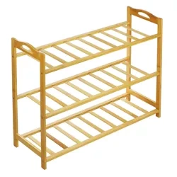 Holz-Schuhschrank | 3 Ablagen, ökologisch, stabiler Organizer für den Flur | Regal, Schuhständer | NML-685