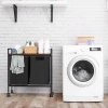 Wäschekorb mit Regal | Doppelfach-Wäschekorb | Wäschekorb mit Rollen | MZ-B20-BLACK